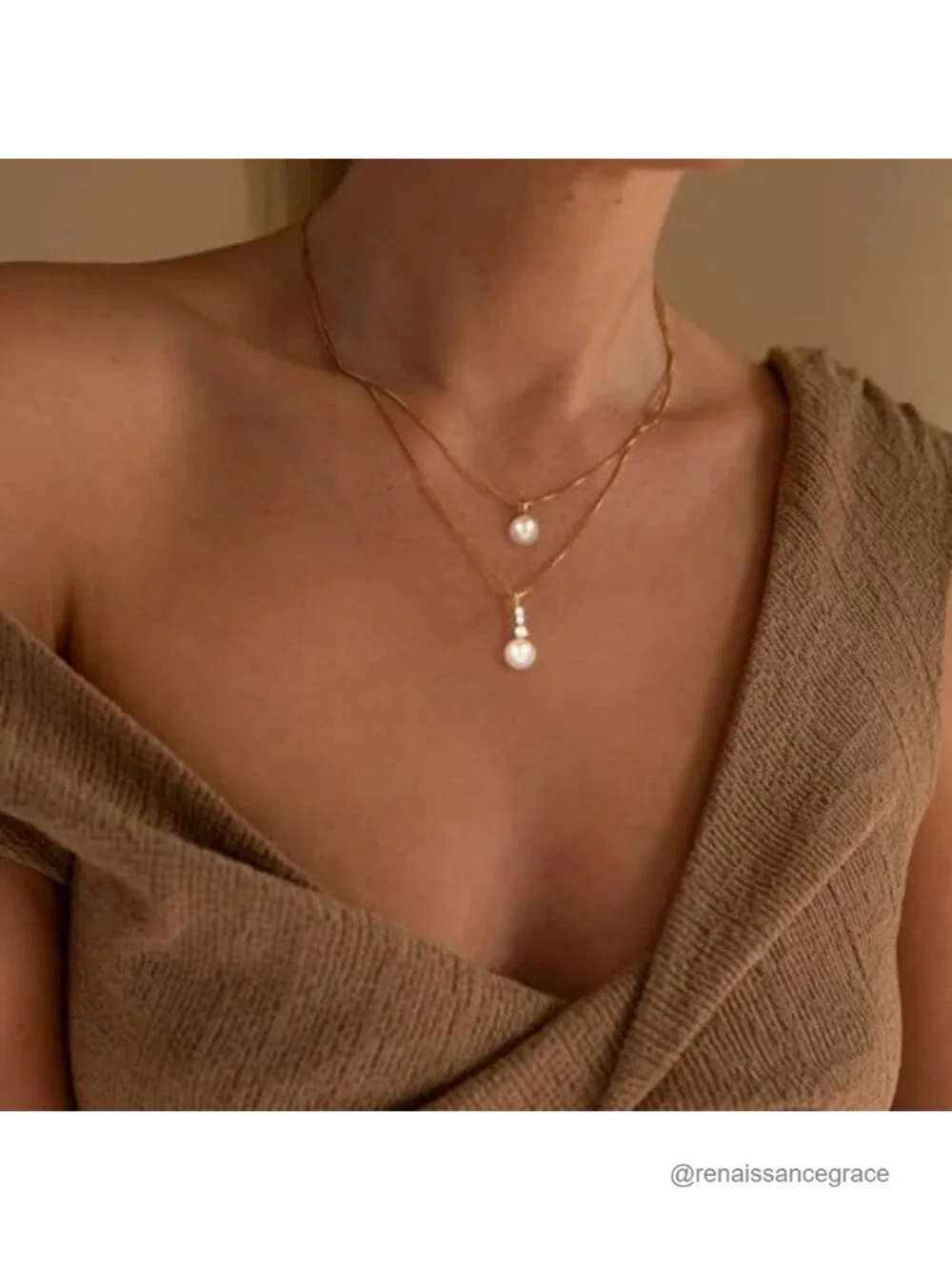 Dainty 14K Gold Plated Paperclip Pendant Necklace Layered Choker for Women